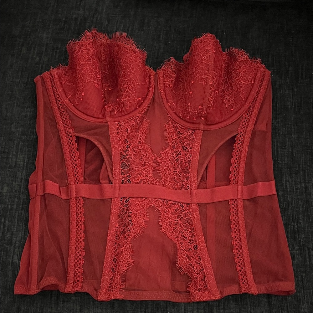 Red Lace Bustier Top